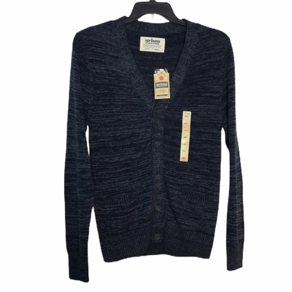 Men’s Urban Pipeline S Small 34 - 36 Cardigan Sweater Navy Blue Long Sleeve NWT - Picture 3 of 8